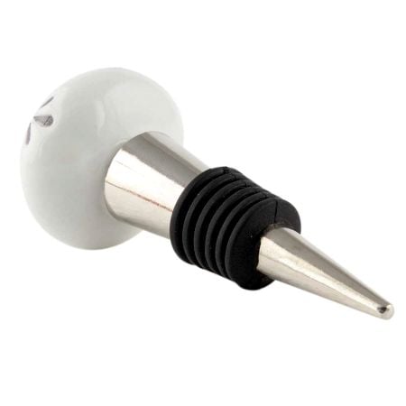 Cream Etched Leaf Ceramic Wine Bottle Stopper